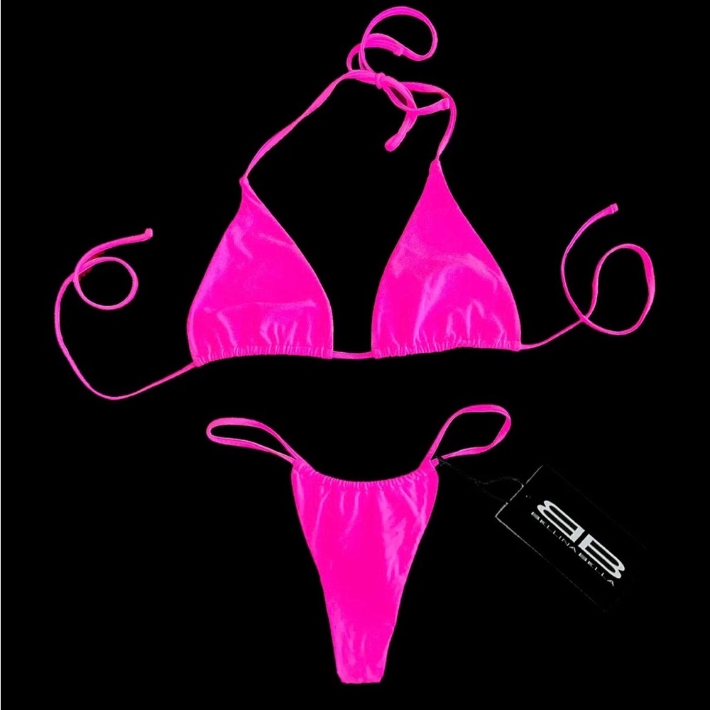 Neon Pink Demi G-string bikini by BELLINA BELLA! Brand new, never been worn!